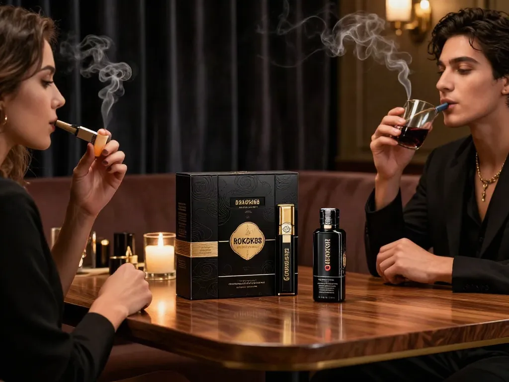 People enjoying ROKOK88 apk in a stylish lounge, emphasizing elegance and sophistication.
